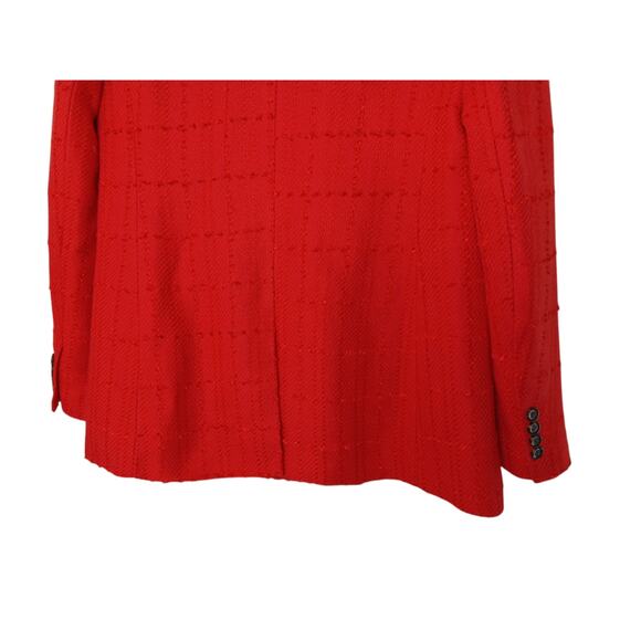 Ann Taylor Red Tweed Blazer Jacket Size 6 Double Breasted Textured Workwear - Picture 5 of 15